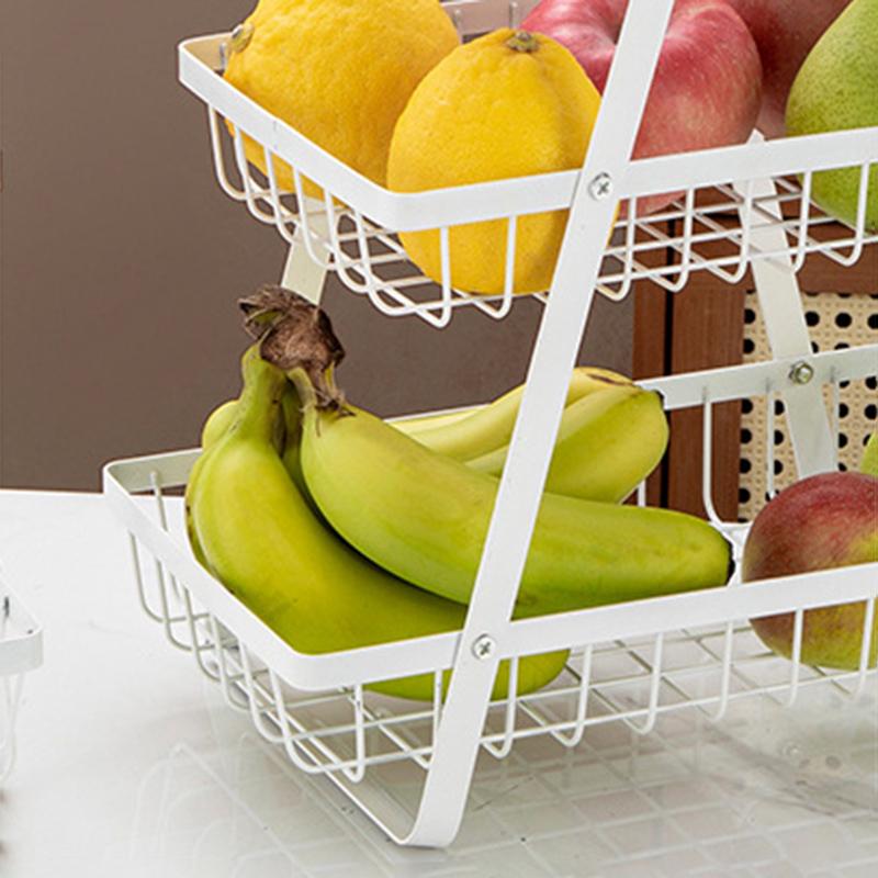 3-stufiger Obstkorb Küchenregal Eisen Hohlmaschen Wohnzimmer Snackhalter