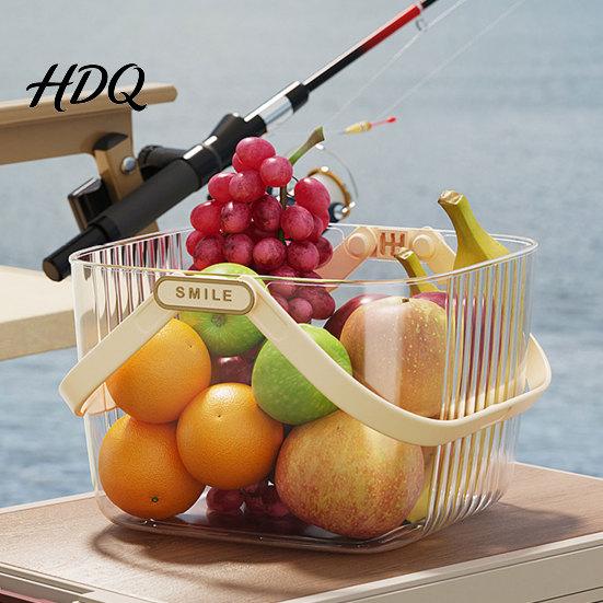 Fruit And Vegetable Organizer Transparent Picnic Basket with Handle Large Capacity Organizer