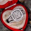 Three Sets Of Rings With Micro-Inlaid Diamonds, Eight Hearts And Eight Arrows Simulated Square Ring, Wedding Proposal Ring.