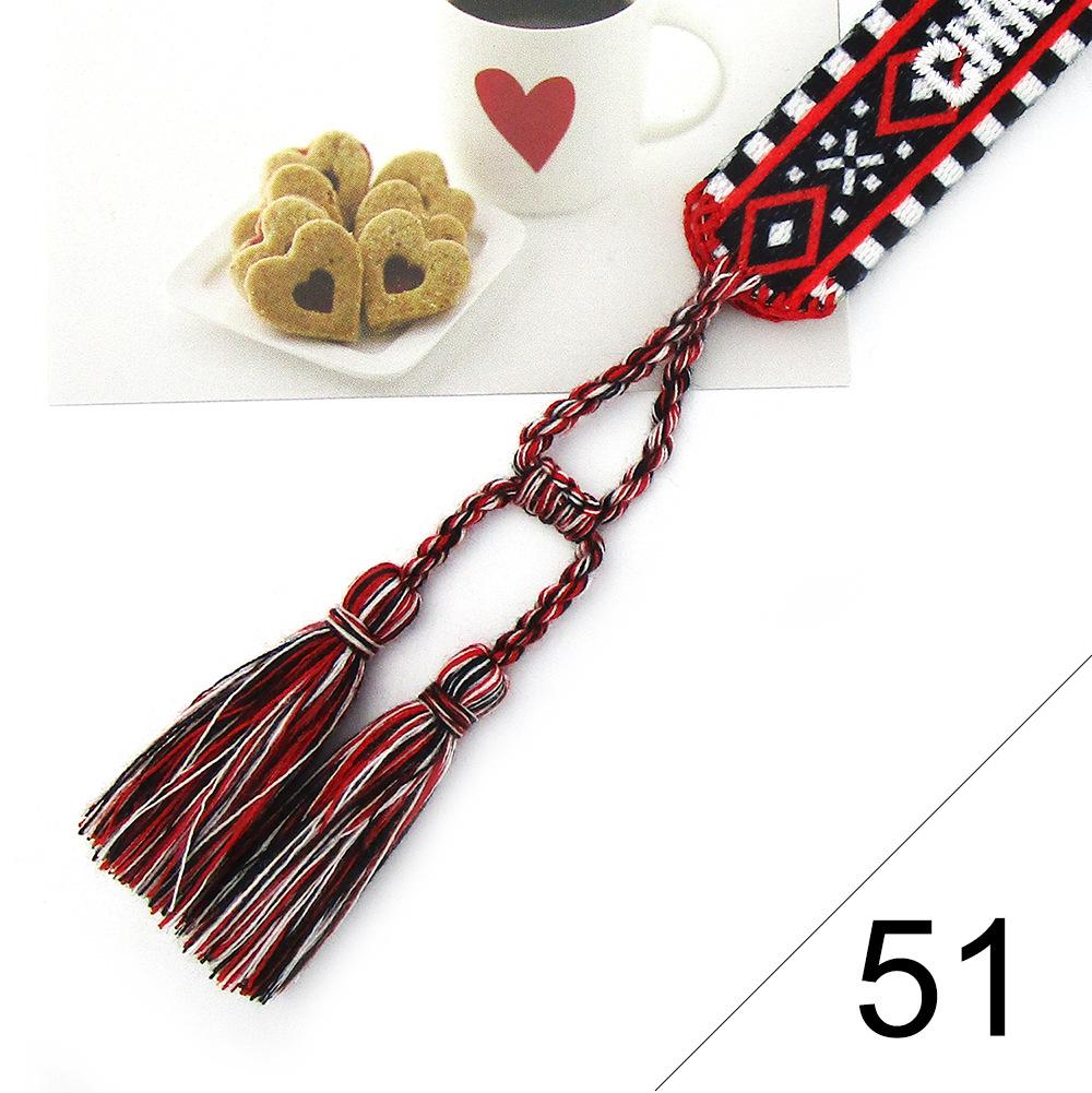 Custom Bohemian Embroidered Bracelet with Tassel and Woven Rope - Handmade Jewelry for Couples and Women