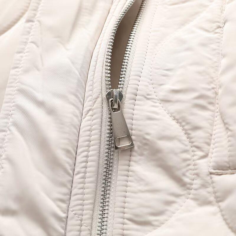 Women's Color Block Quilted Lapel Cotton Jacket - 2024 Autumn/Winter Collection