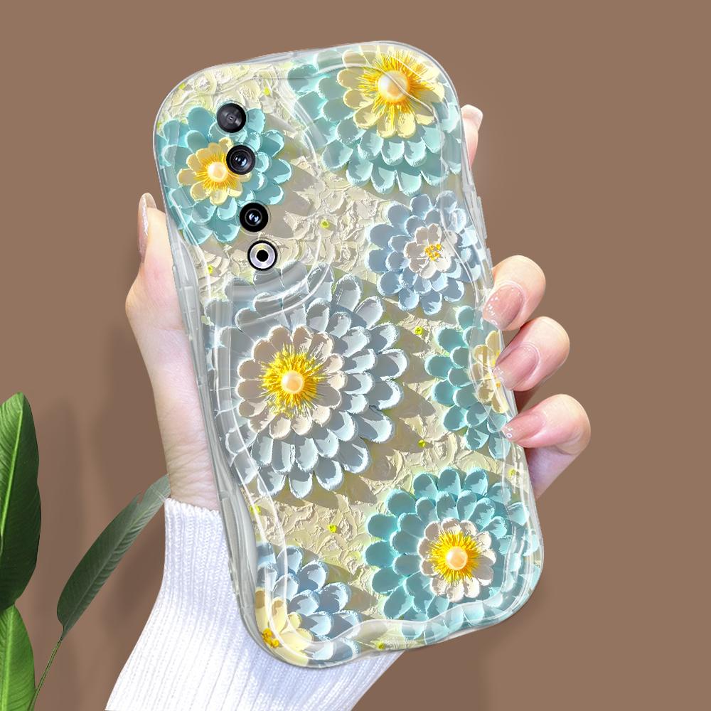 Cute Cartoon Pattern Cream Texture Casing Wavy Edge Soft Silicone Cover Phone Case for Huawei Honor Infinix Tecno iPhone