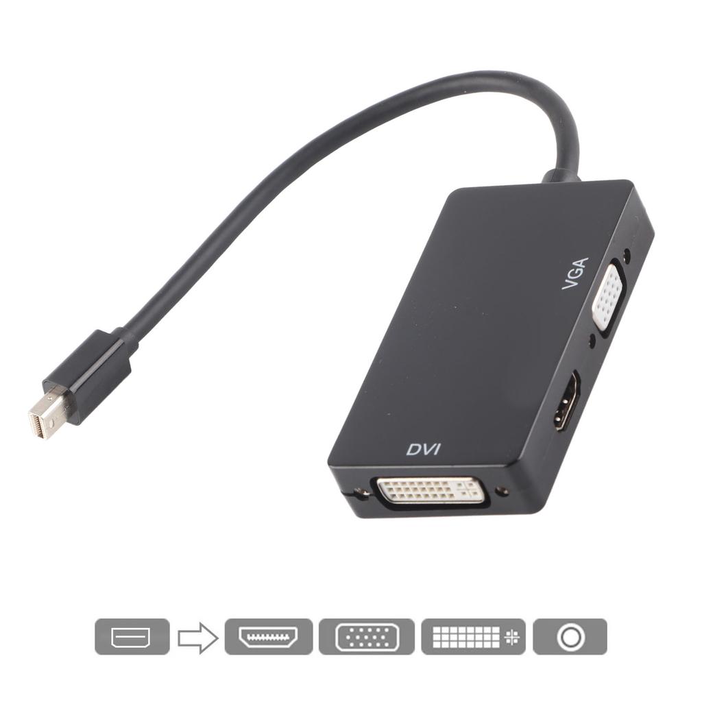 Mini Displayport Adapter 60Hz 2.25Gbp VGA HD DVI Output Copper ABS Mini DP Adapter for Laptop TV Monitor Black