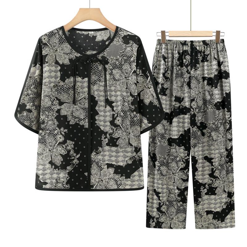 YUZHAOLIN Summer Two-Piece Set for Elderly Women