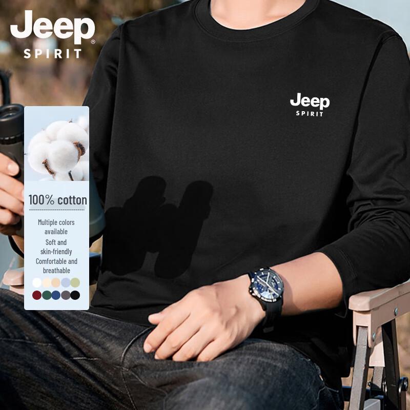 JEEP SPIRIT Men s Long Sleeve Round Neck Cotton T-Shirt 3XL