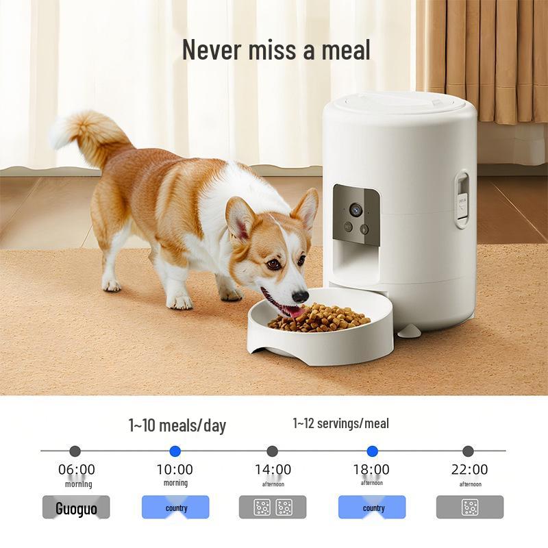 Intelligenter Futterautomat für Haustiere mit Videotaste und WLAN für Katzen und Hunde