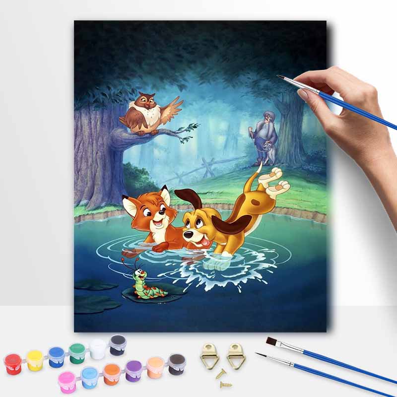 Disney The Fox and the Hound oil painting art kit handmade painting diy home decoration 20x30cm