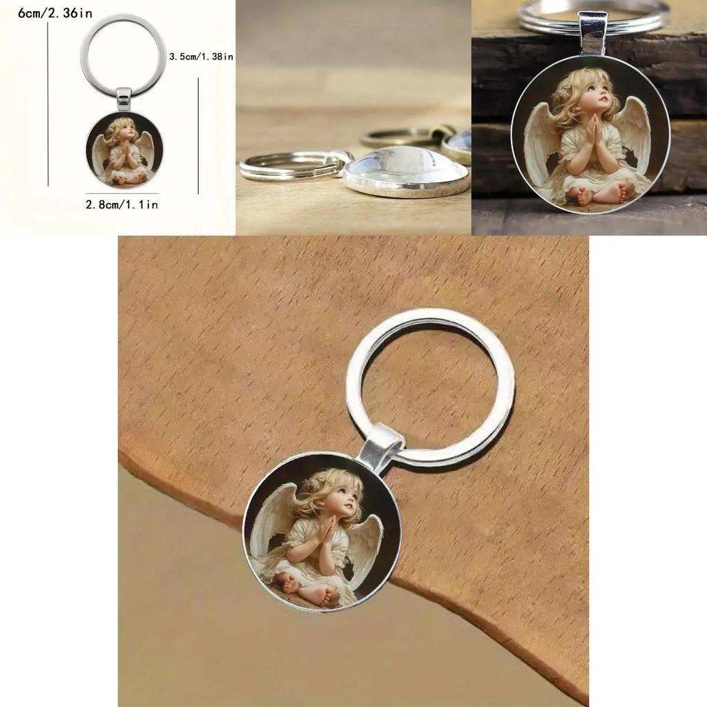Small Angel Keyring With Time Gem Jewelry Silver Zinc Alloy For Special Occasions