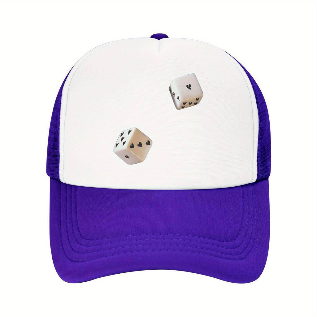 Heart Dice Trucker Hat Adjustable Breathable Mesh Baseball Cap Casual Outdoor Unisex
