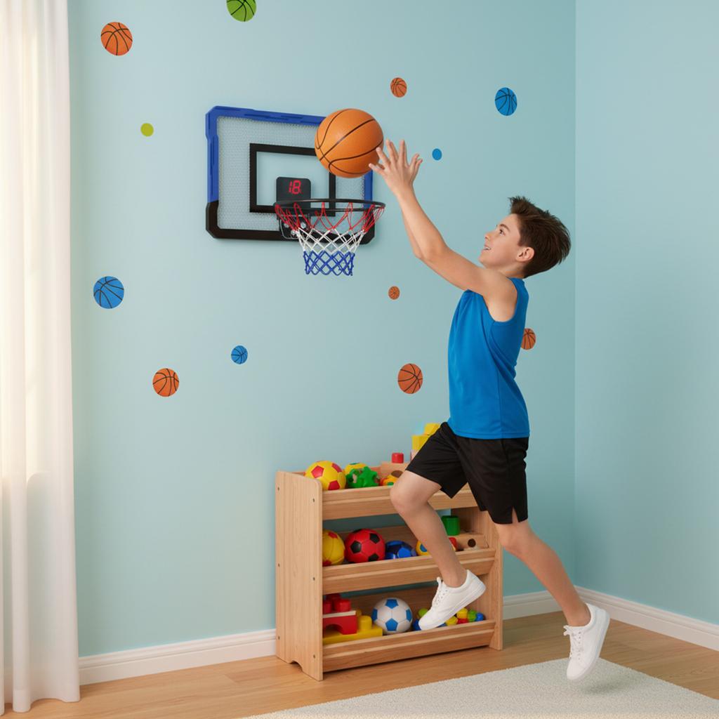 Electronic Scoring Basketball Board Indoor External Box Scoring Metal Circle Foldable Dunks Target Sports Toy