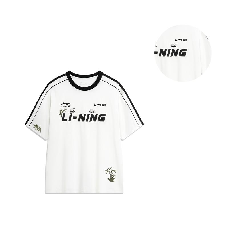 Li Ning Sports Fashion Series Letter Print Round Neck Loose Casual Short Sleeve T-Shirt Unisex Tops White AHSU657-1(TEAM702-3.4.2)