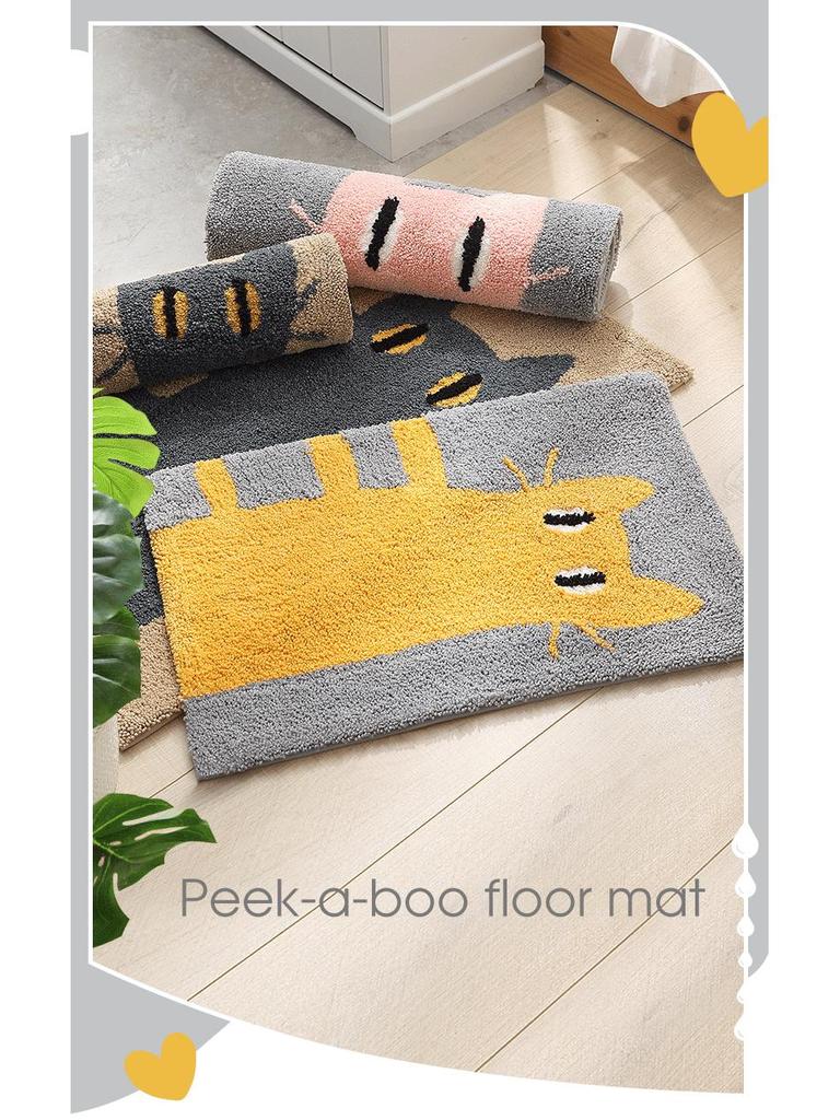 Cartoon Jacquard Non-Slip Floor Mat - Absorbent Foot Pad for Entrance, Bathroom, Bedroom, or Kitchen