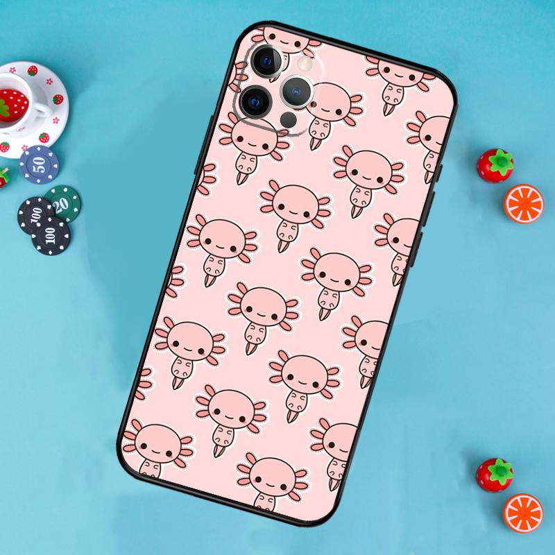 Cute Animal Axolotl Phone Case For iPhone 16 15 13 14 12 11 Pro Max X XR XS Max 14 Plus Soft Case Cover