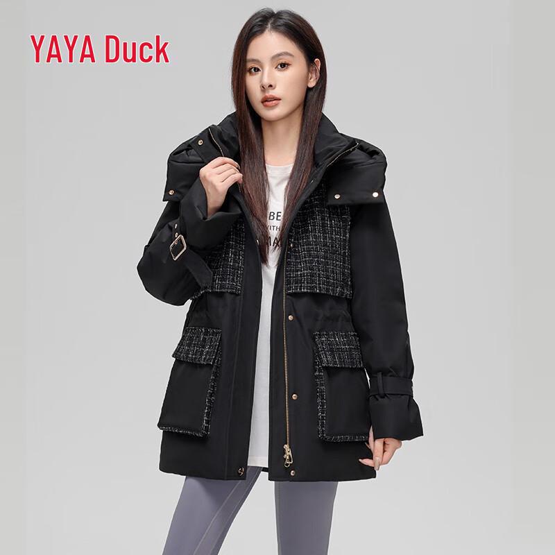 YAYA Women's Mid-Length Hooded Parka Down Jacket