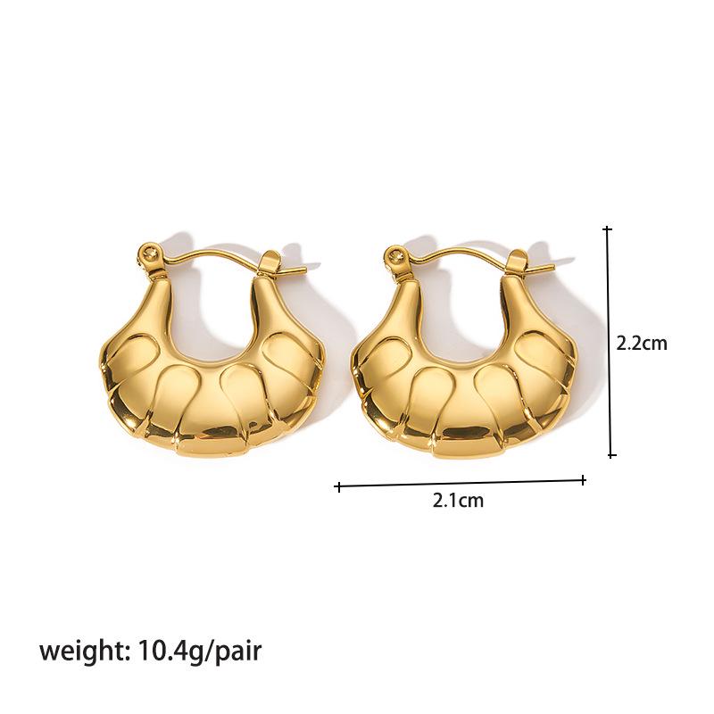 High-End 18K Gold Circle Earrings - Stainless Steel Women's Versatile Titanium Design