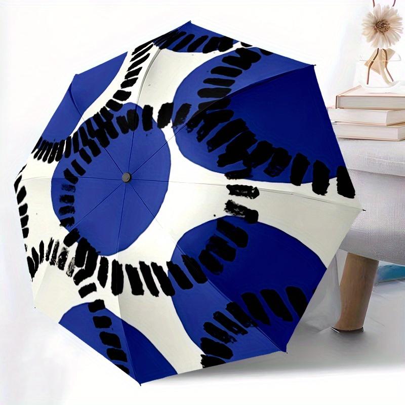 1pc Baseball pattern Folding Umbrella With Excellent UV Protection, 8 Ribs Casual Durable Lightweight Portable Travelling Umbrella For Men &