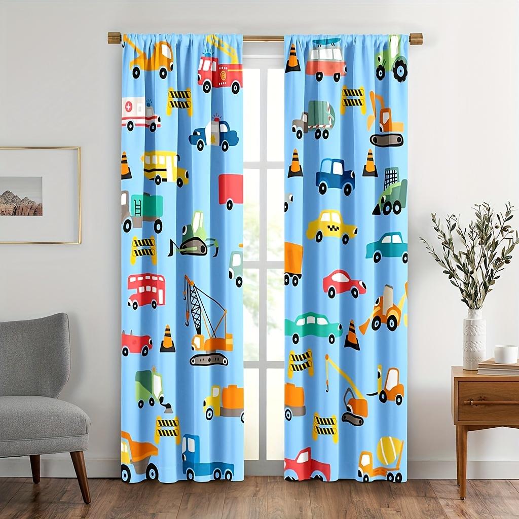 2 ks Chlapecké stavební závěsy Traktor Nákladní auto pro výzdobu ložnice Buldozer Bagr Umělecký tisk Herna Obývací pokoj Okenní závěs