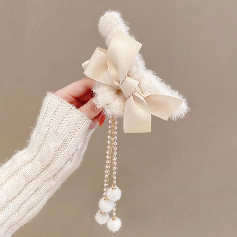 Hair Claw Headwear Women Fashion Faux Fur Hair Clip Acrylic Large Hair Claw Korea For Girl Winter Crab Barrette Hair Accessories