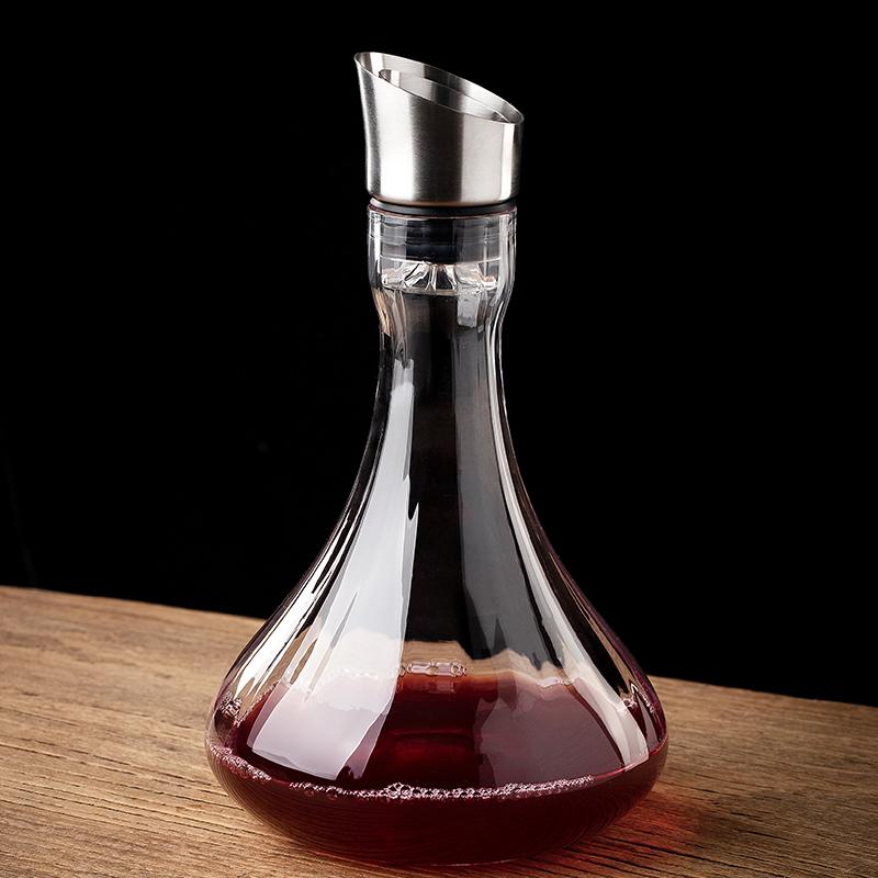 Wine Decanter, Wine Aerator with Built-in-Aerator Stainless Steel Filter, Hand Blown Lead-free Crystal Glass Wine Decanters