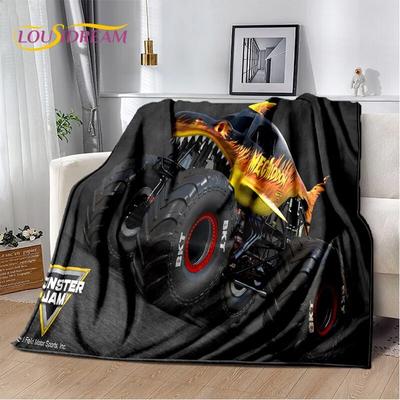 Cartoon Monster Jam 3D-Monster-Truck-Decke, weiche Überwurfdecke für Zuhause, Schlafzimmer, Bett, Sofa, Picknick, Reisen, Büro, Decke, Kind