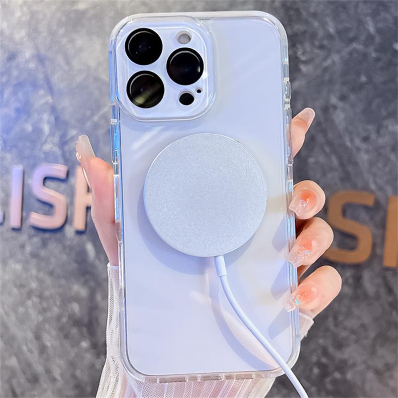 For Magsafe Case For iPhone 17 16 15 14 13 Pro Max Magnetic Transparent Wireless Charge Phone Cases For iPhone Air 16 Plus Cover