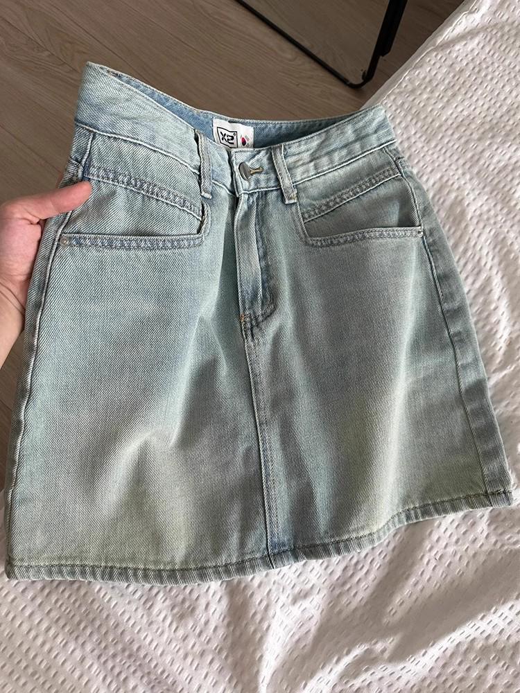 Women's Retro Bow Embroidered Denim Mini Skirt - Summer A-Line Hip-Hugging Style