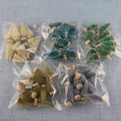 12Pcs Mini Christmas Tree Santa Claus Snow Decor For Diy Frost Village New Year