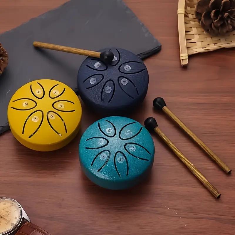 3-inch 6-tone Mini Hollow Drum Percussion Instrument Steel Tongue Drum Children's Portable Instrument Pocket Drum Toy Small Drum