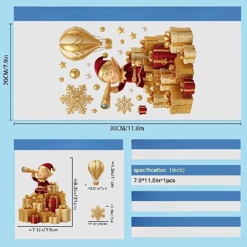 Nova Decoração de Festa de Natal Sinos Criativos, Renas, Papai Noel, Adesivos Eletrostáticos, Flocos de Neve, Bonecos de Neve, Adesivos para Vidro