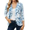 Women's Lightweight Loose Fit Vintage Floral Print Three-Quarter Sleeve Cardigan for Casual Daily Wear