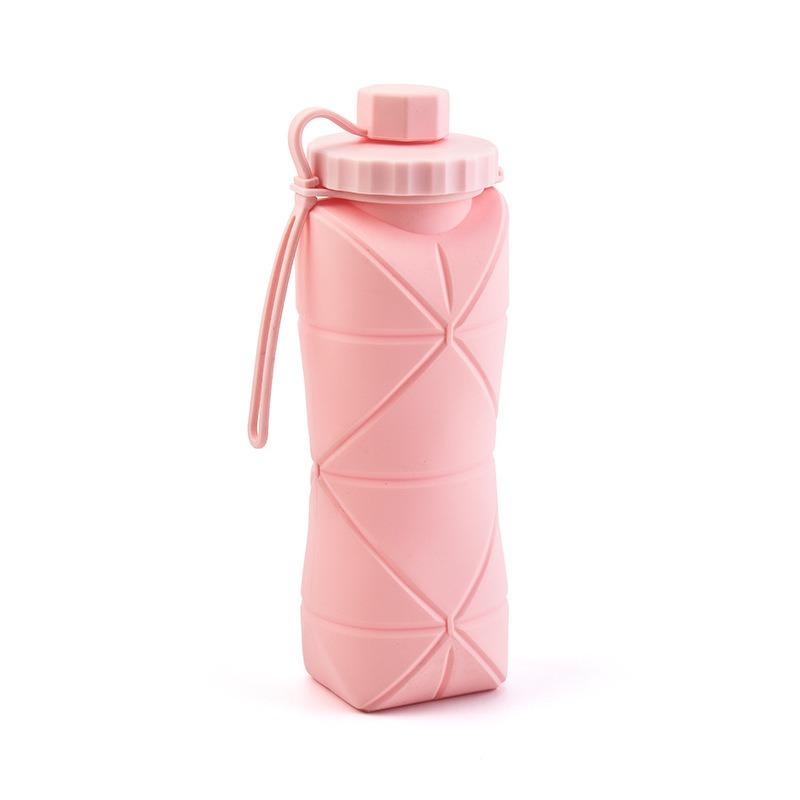 600ml Silicone Foldable Water Bottle for Sports Reusable Leakproof Water Bottle with Rope Collapsible Water Bottle
