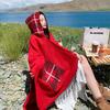 Ethnic Style Shawl Cape Women'S Warmth Tibet Grassland Qinghai Lijiang Xinjiang Travel Photo Scarf