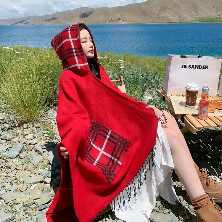 Ethnic Style Shawl Cape Women'S Warmth Tibet Grassland Qinghai Lijiang Xinjiang Travel Photo Scarf