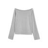 Elegant White One-Shoulder Long-Sleeve Loose-Fit Women's Autumn/Winter Top