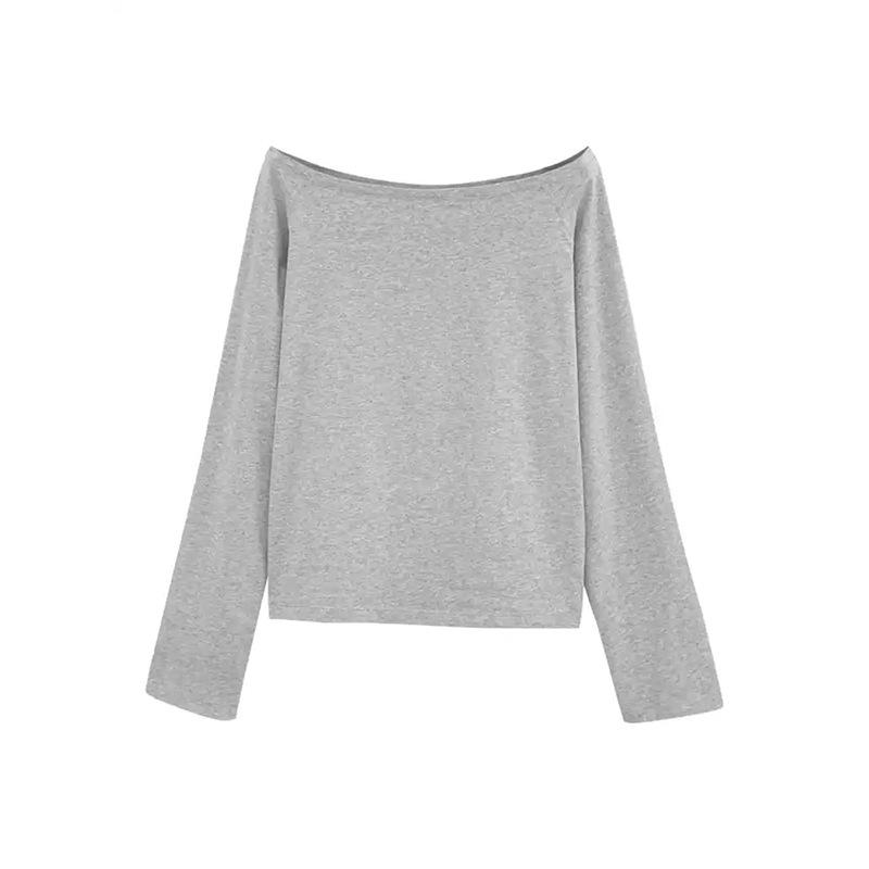 Elegant White One-Shoulder Long-Sleeve Loose-Fit Women's Autumn/Winter Top