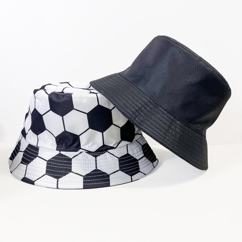 Folding Soccer Pattern Bucket Cap Korean Style Football Fisherman Hat Sunscreen Basin Cap Work