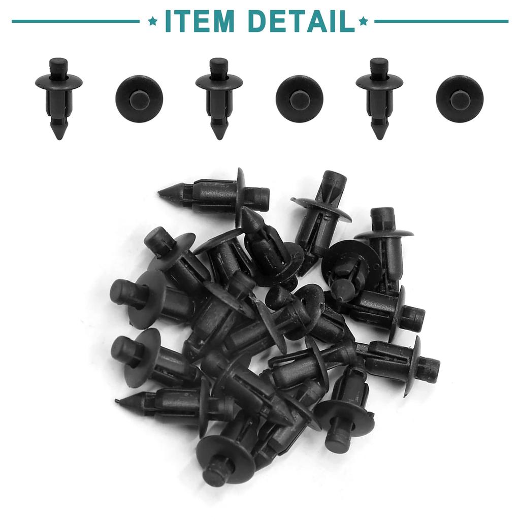 ACROPIX 20pcs Interior Trim Panel Push Rivet Car Door Clip Universal 6mm Hole Diameter Black