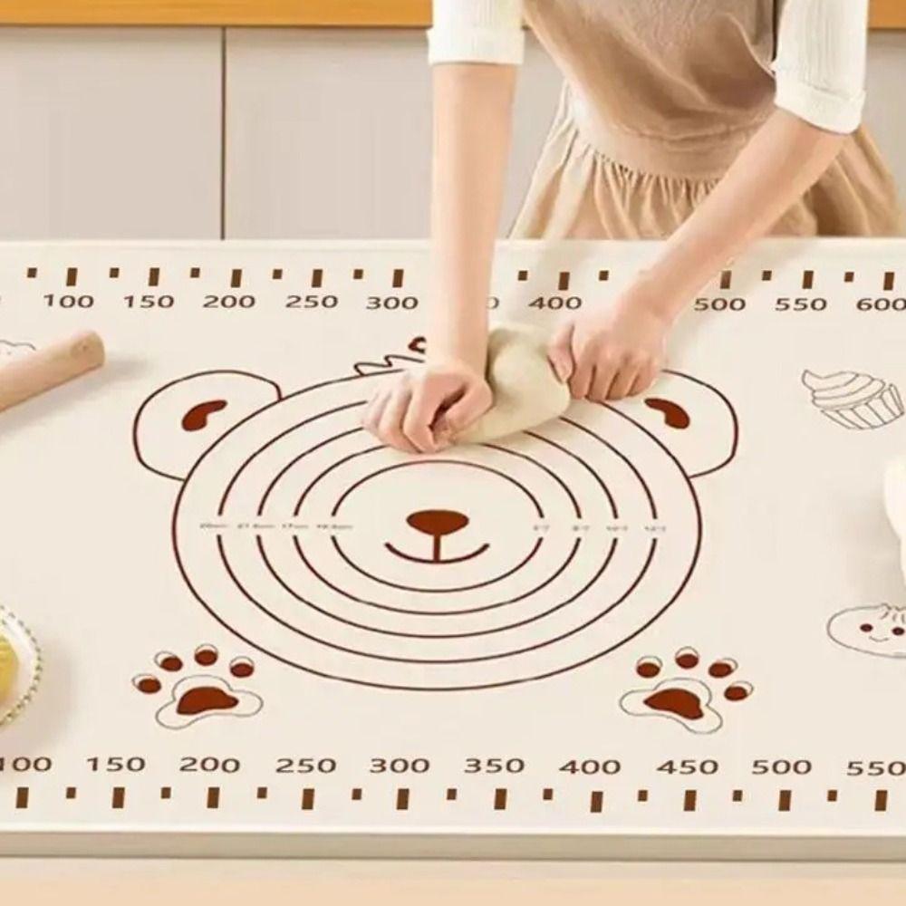 Cartoon Bear Pattern Dough Mat Rectangle Rolling Mat Silicone Kneading Pad  Pastry