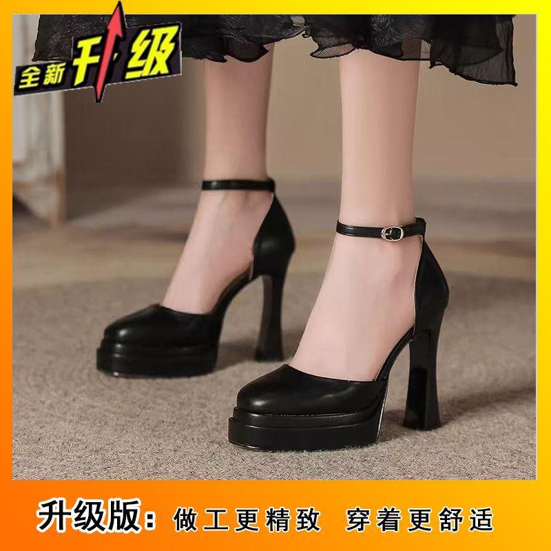 Mary Jane wedding shoes small women's single shoes new square head cute word high heels