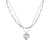Double-Layered Heart Necklace In Silver: Stylish, Cool, and Trendy Choker with a Niche Design for Women.