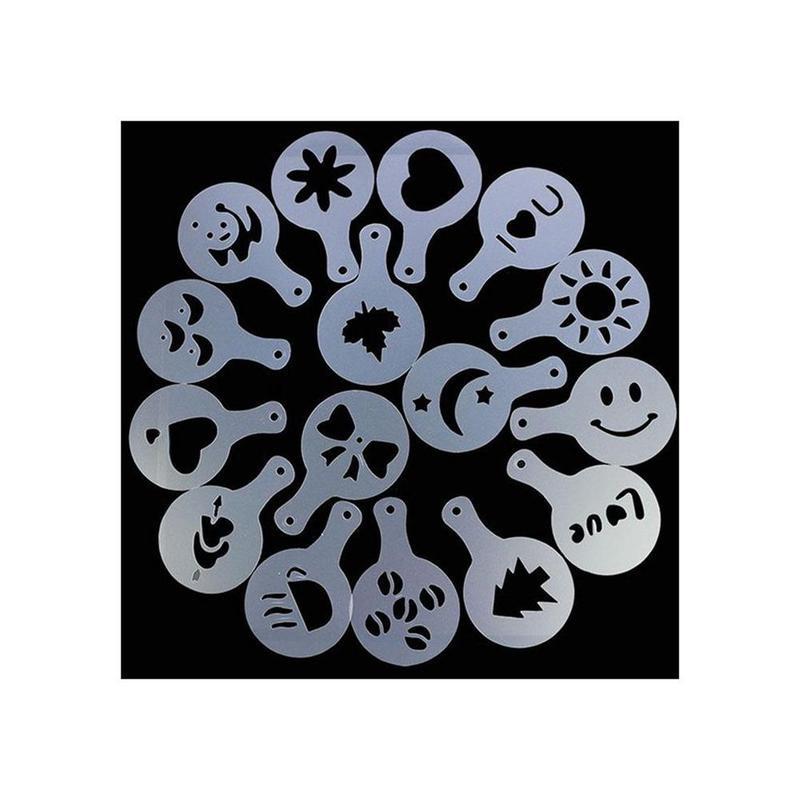 1Set 16Pcs Coffee Drawing print Model Sprinkle Powder Mats Tool Accessories Gift 1Set 16Pcs Coffee Drawing print Model Sprinkle Powder Mats Tool Accessories Gift
