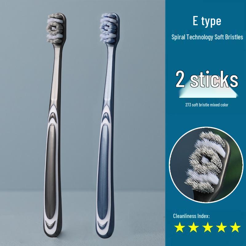 360° Medium-Hard Bristle Toothbrush for Effective Stain Removal - Spiral Filament, Soft Bristle, Adult Size