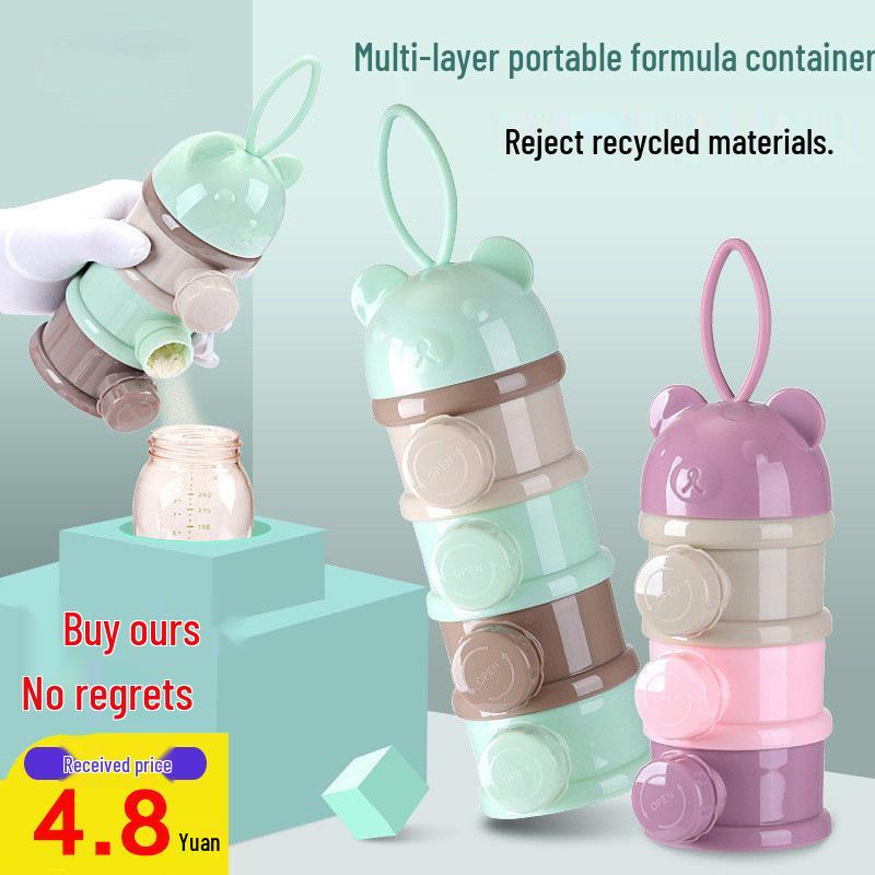 Portable Large-Capacity Baby Milk Powder Box - Airtight, Multilayered, Compartmentalized Storage