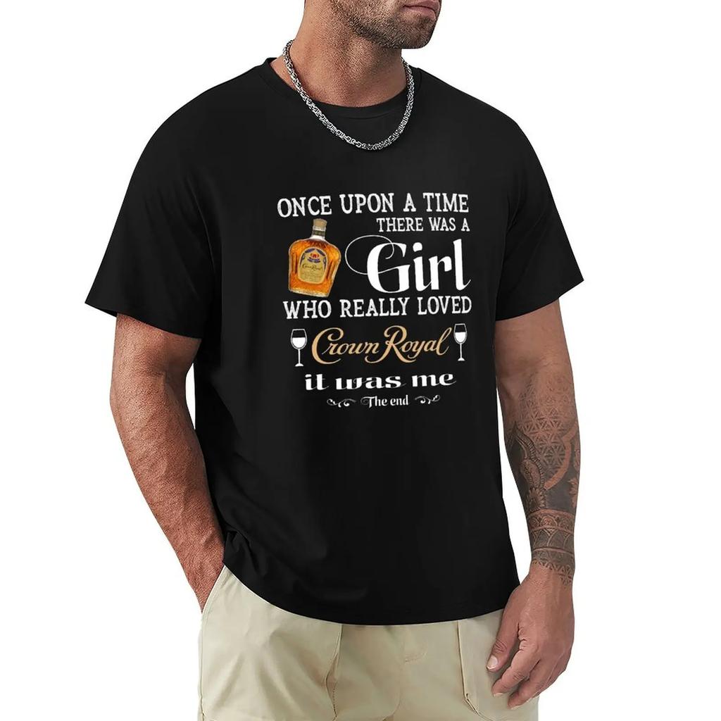 Once Upon A Time There Was A Girl Loved Crown Royal Graphic Shirt ,Wine Lovers T Shirt, Tee For Women, Love Cat Shirt, L T-Shirt