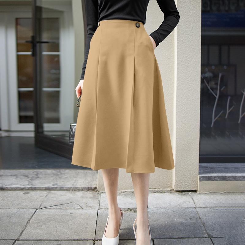 ZANZEA Women Casual Solid Color Loose Midi Long Skirts