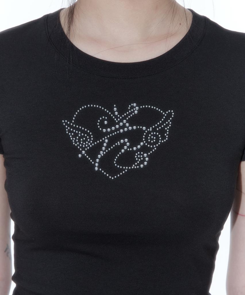Kasiko Flower Heart Baby Tee Black