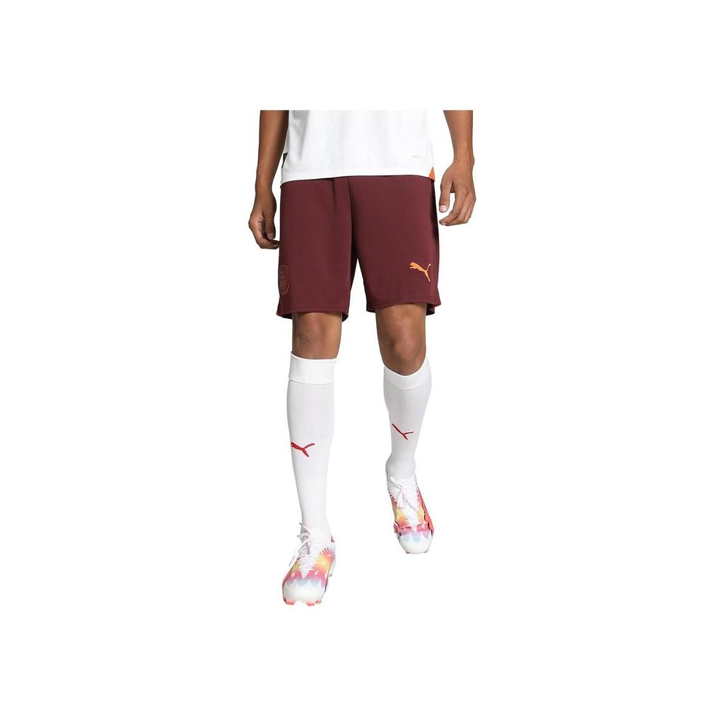 Puma 23/24 Season Manchester City Player Edition Solid Color Logo Elastic Football Pants Men bottoms Deep-Red 770478-05