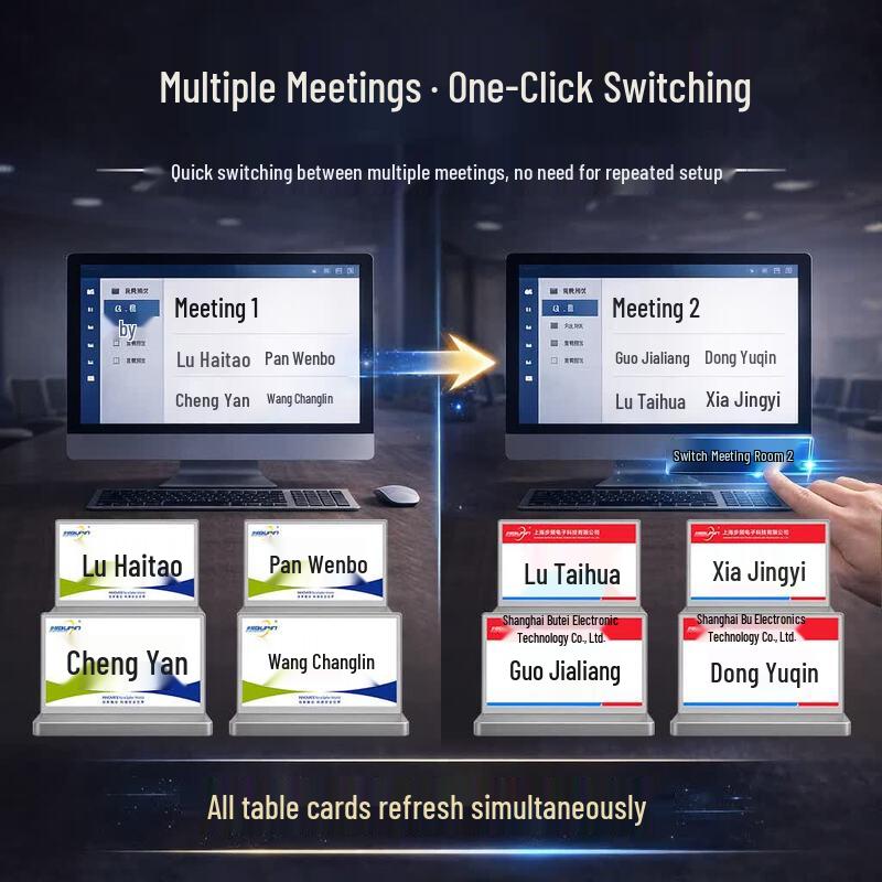Bupin E6 7.5-inch Double-Sided 4-Color E-Ink Electronic Meeting Nameplate (CN version)