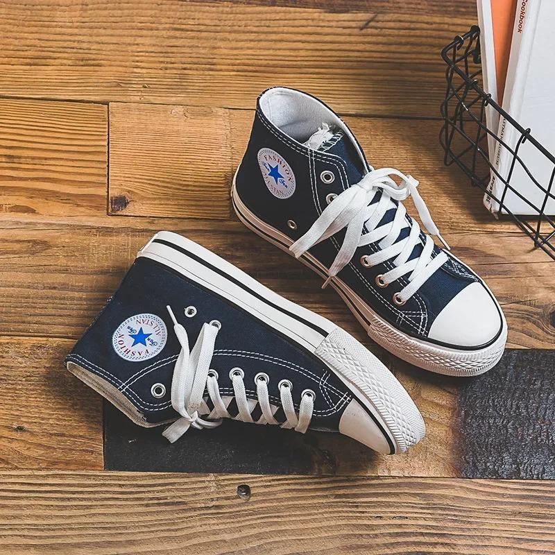 Canvas shoes, women's new white shoes, Korean version, men's shoes, couple's shoes, trendy Harajuku student board shoes