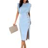2026 Spring Women's European and American Solid Color French Dress: Elegant Buttoned Split Hip-Hugging Skirt